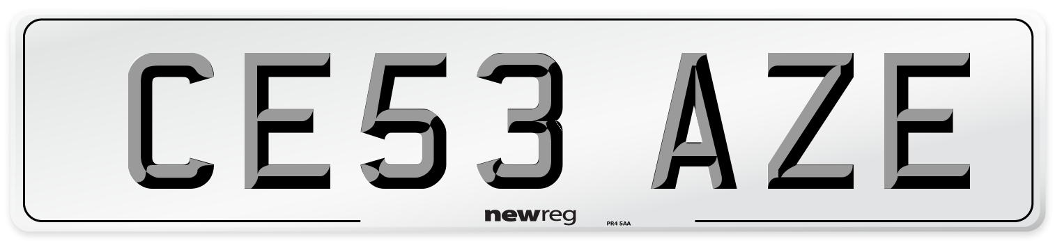 CE53 AZE Number Plate from New Reg